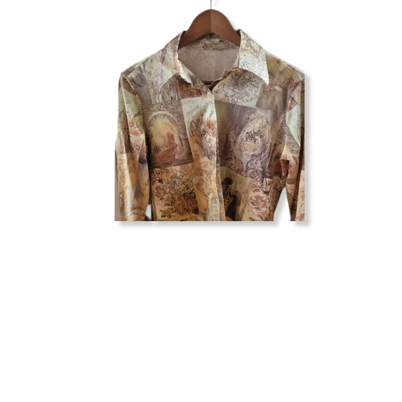 VINTAGE DAGGER COLLAR BLOUSE NO TAG - Picture 2 of 4